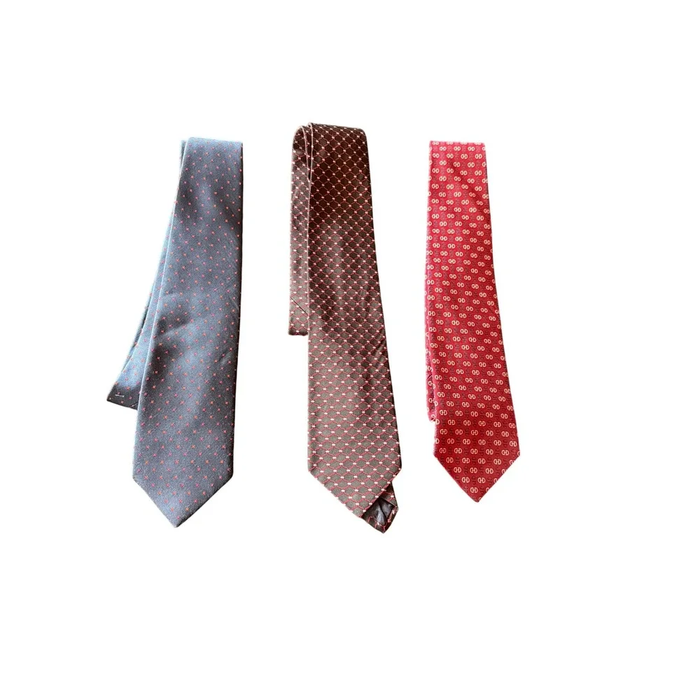 Brooks Brothers Tie Lot 3 Red Blue Silk 346 Geometric Equestrian Micro Dot Men